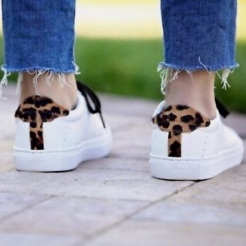J. Crew Saturday Sneakers With Leopard Callf Hair Detail. - Picture 2 of 8